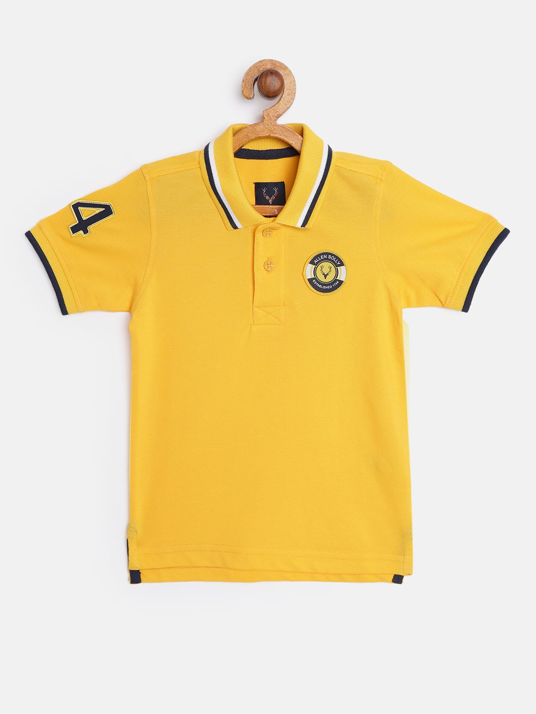 

Allen Solly Junior Boys Yellow Polo Collar Pure Cotton Applique T-shirt