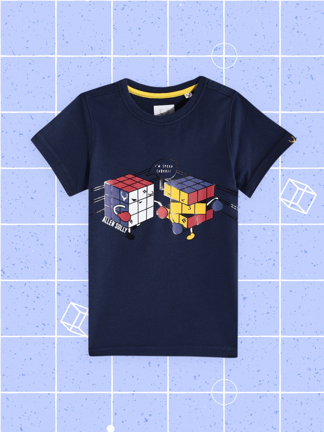 

Allen Solly Junior Boys Navy Blue & Red Printed Cotton T-shirt