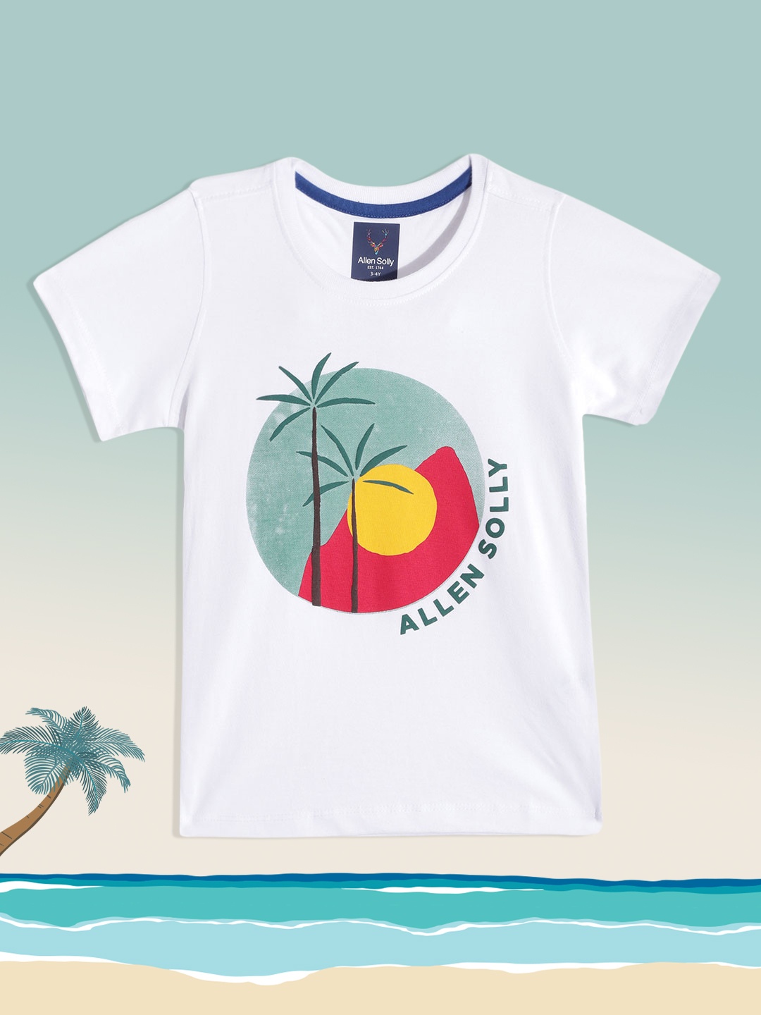 

Allen Solly Junior Boys White & Green Pure Cotton Graphic Printed T-shirt