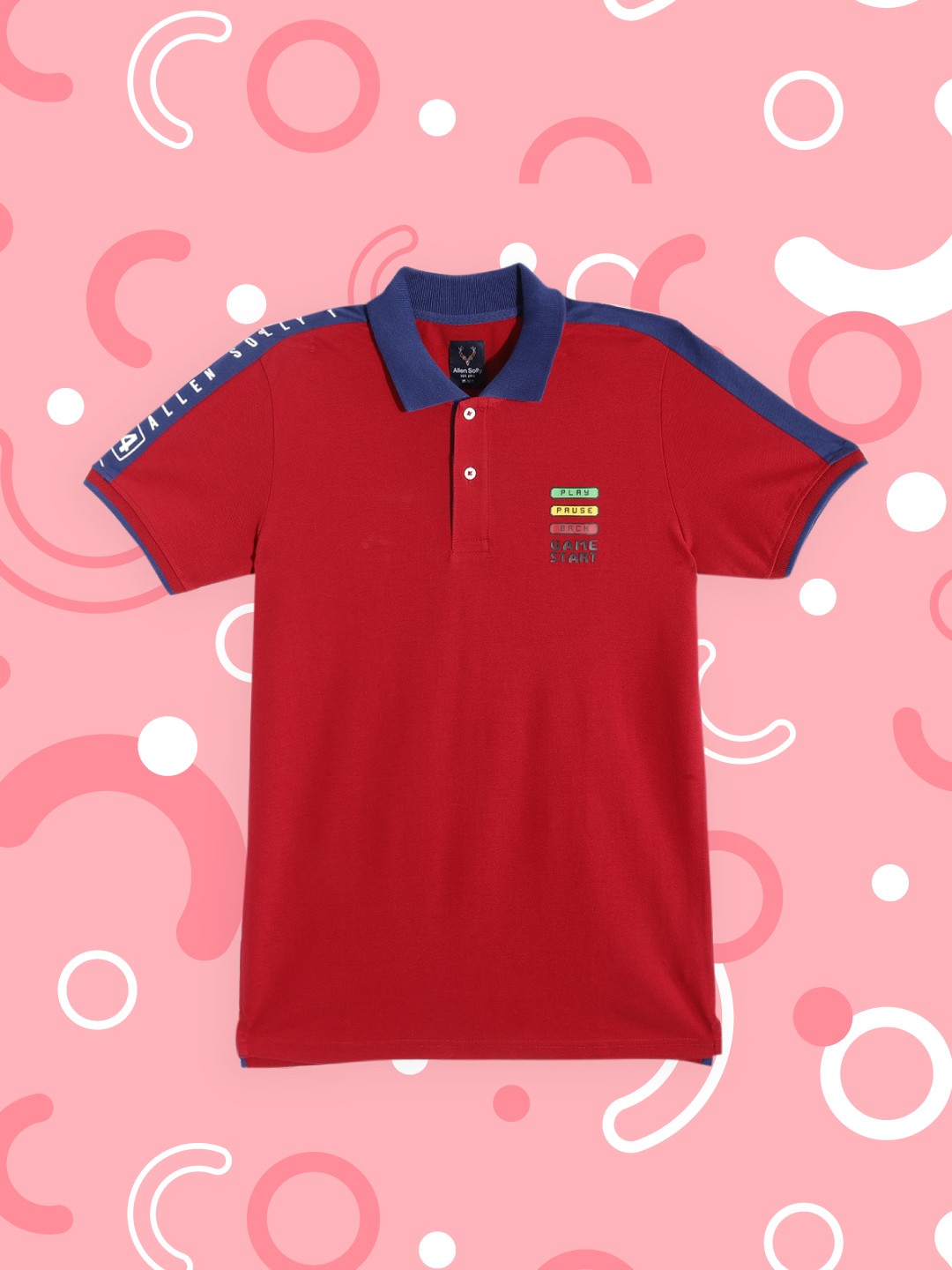 

Allen Solly Junior Boys Maroon Polo Collar Pure Cotton T-shirt