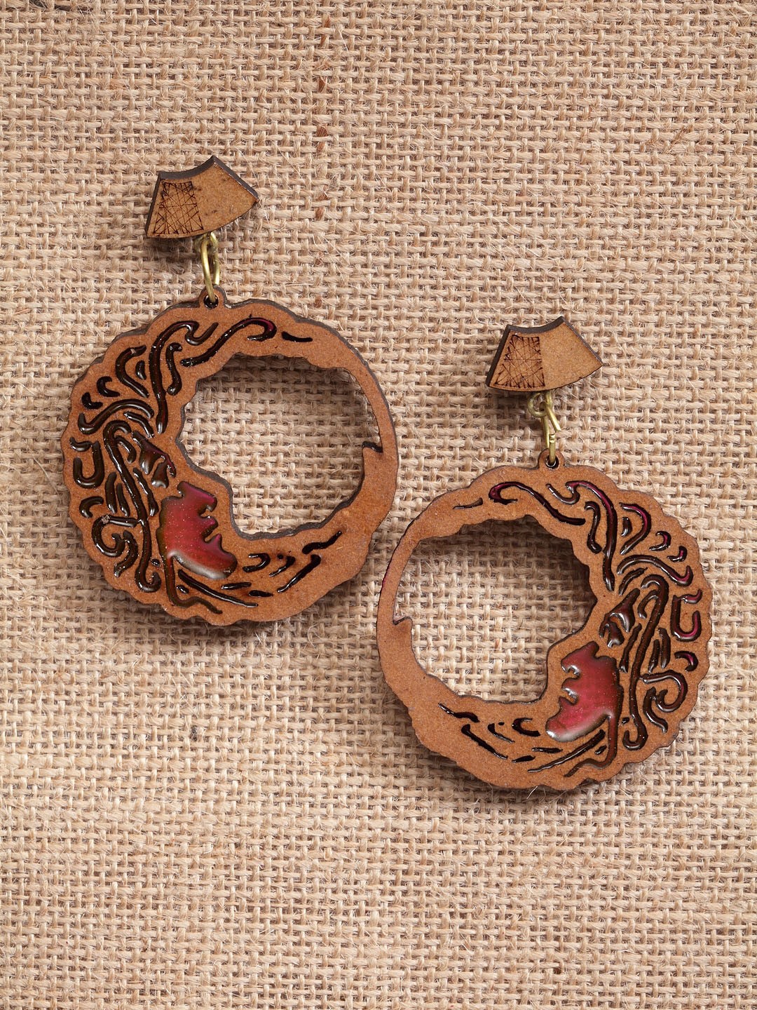 

PANASH Women Brown Self Design Drop Earrings