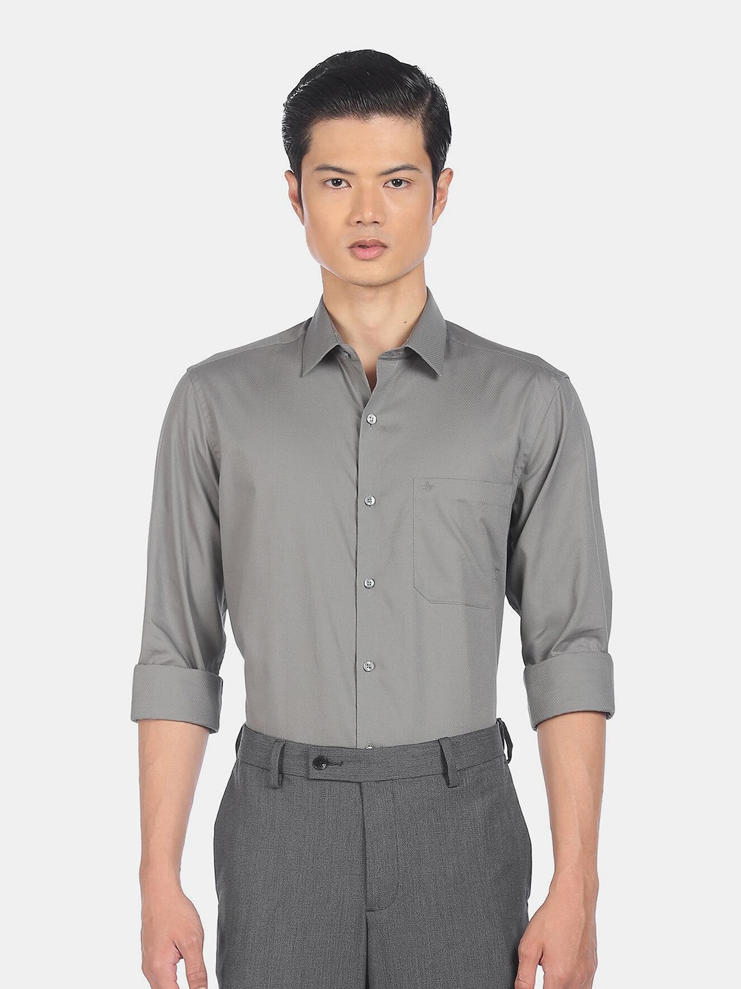 

Arrow Men Grey Textured Formal Shirt