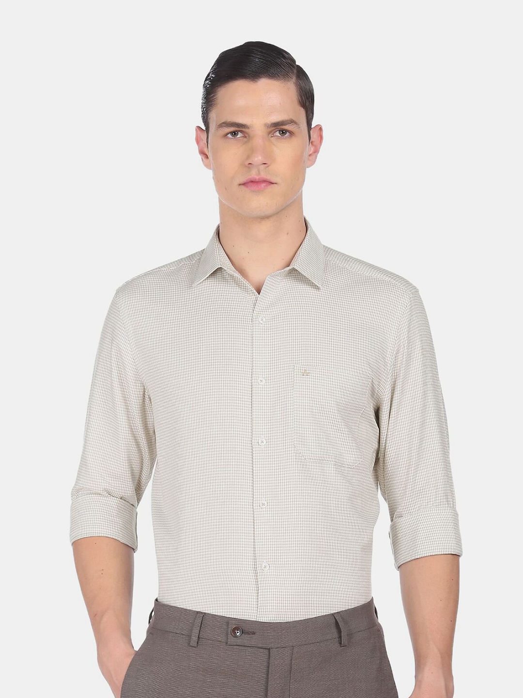 

Arrow Men Beige Patterned Slim Fit Formal Shirt