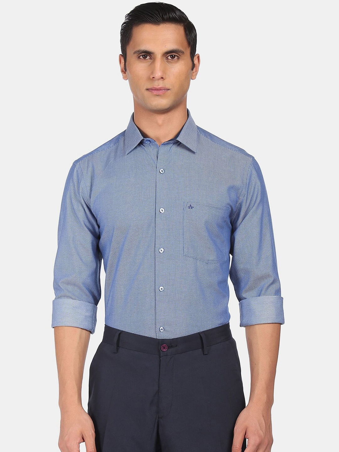 

Arrow Men Blue Textured Formal Shirt