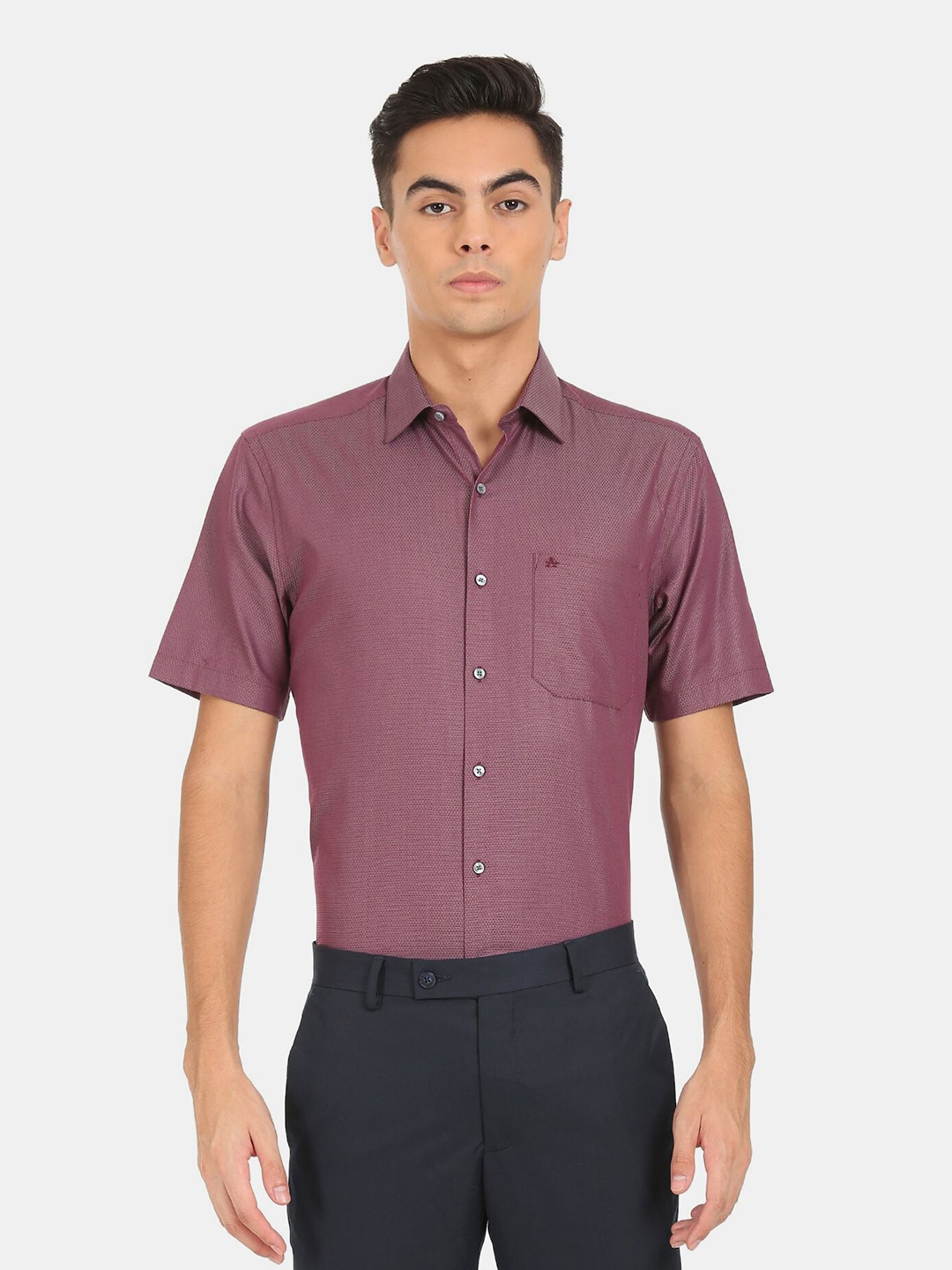 

Arrow Men Textured Formal Shirt, Maroon