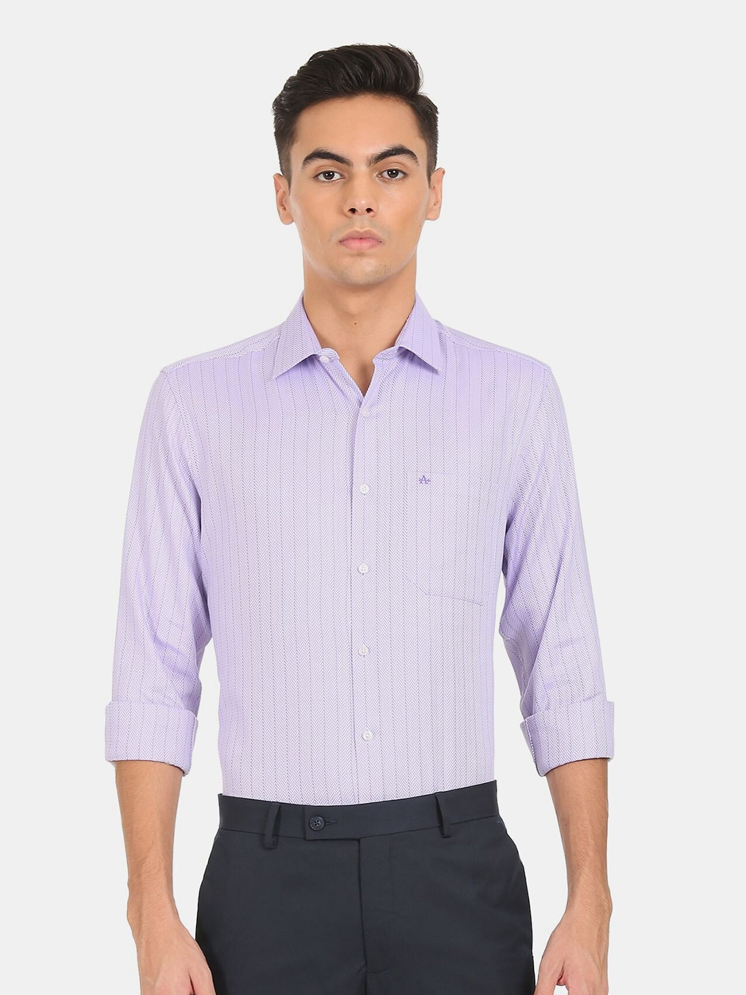 

Arrow Men Lavender Striped Pure Cotton Formal Shirt