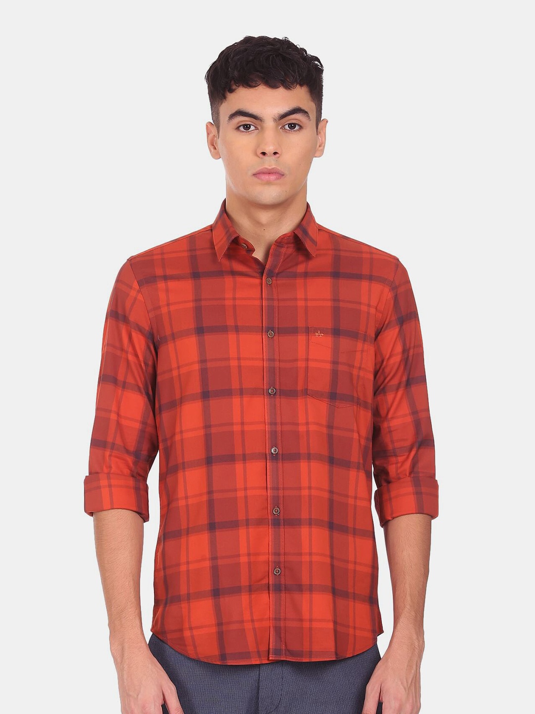 

Arrow Men Red Tartan Checks Pure Cotton Casual Shirt