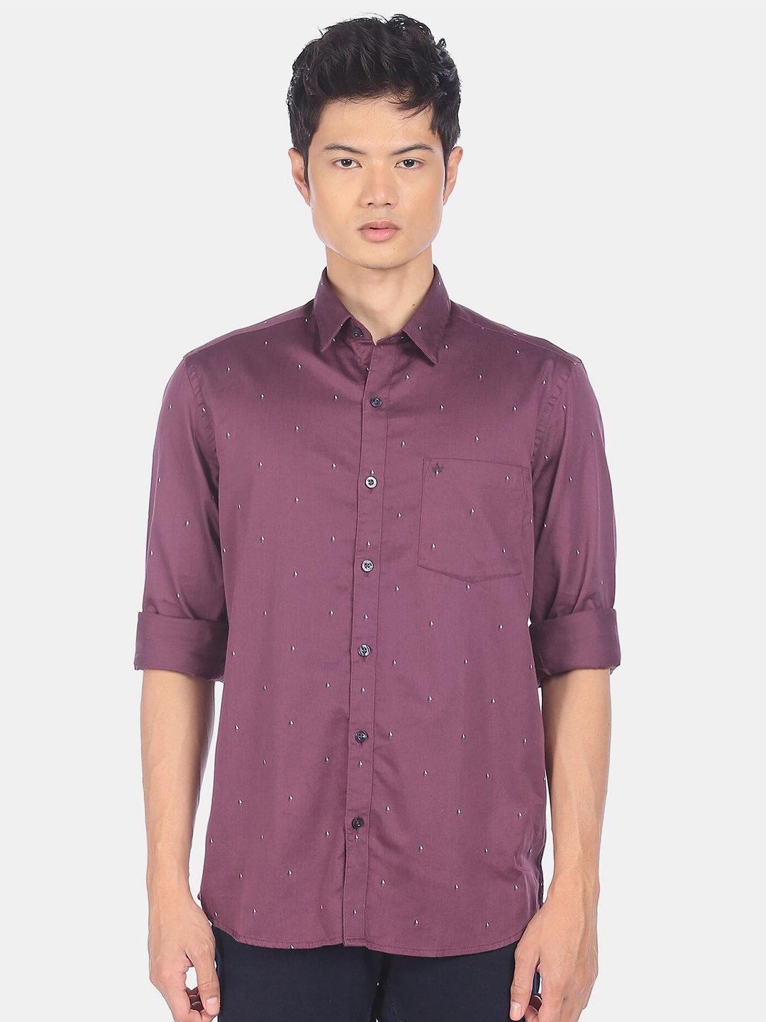 

Arrow Men Purple & White Printed Pure Cotton Casual Shirt