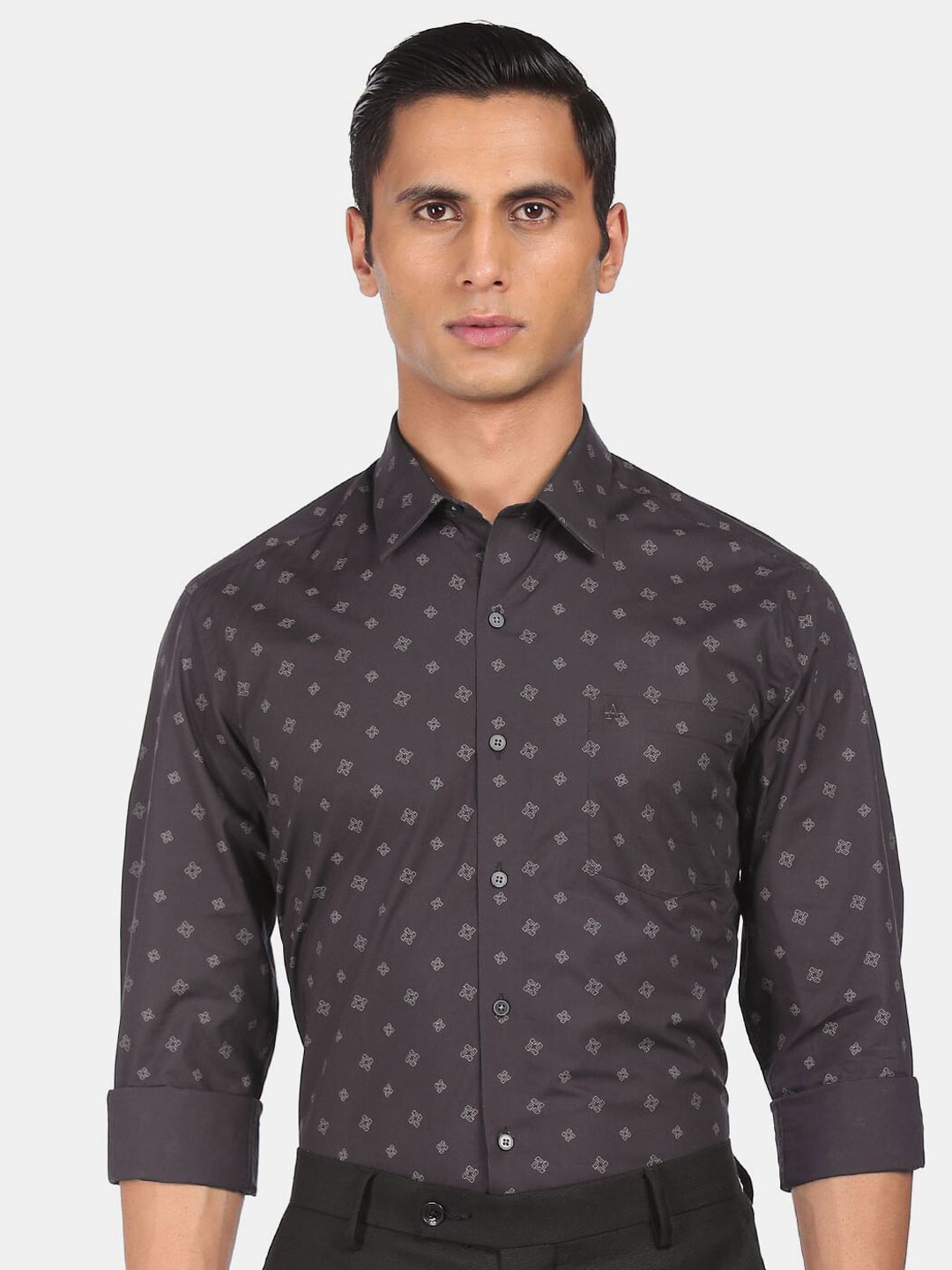 

Arrow Men Black Slim Fit Printed Cotton Formal Shirt