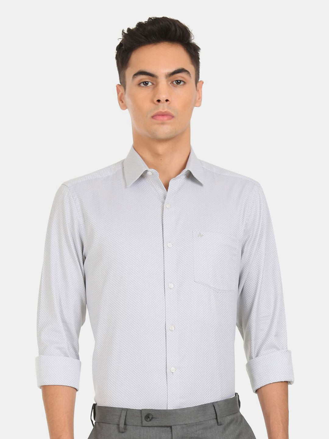 

Arrow Men Grey Grid Tattersall Checks Striped Casual Shirt