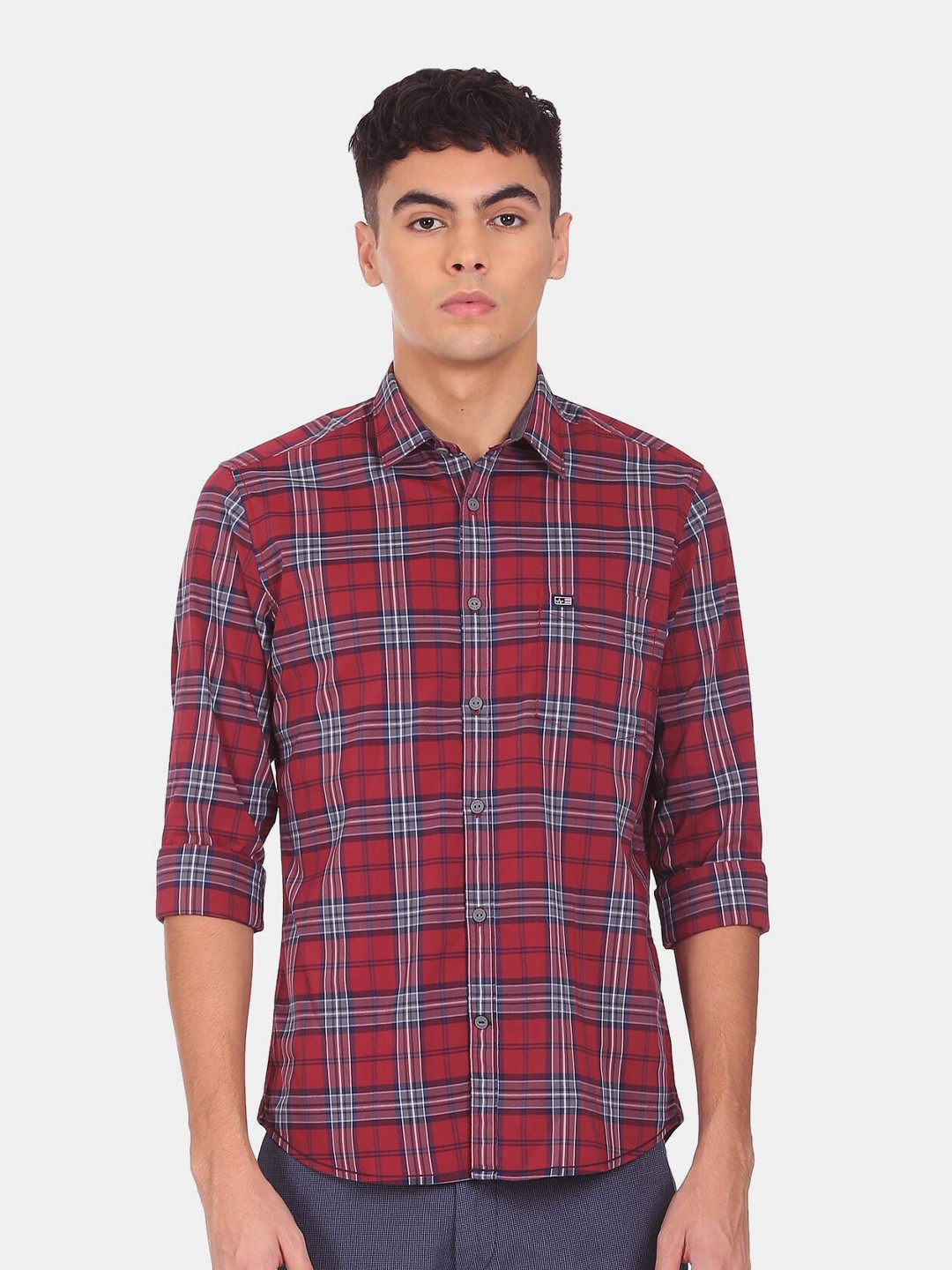 

Arrow Men Maroon Tartan Checks Casual Shirt