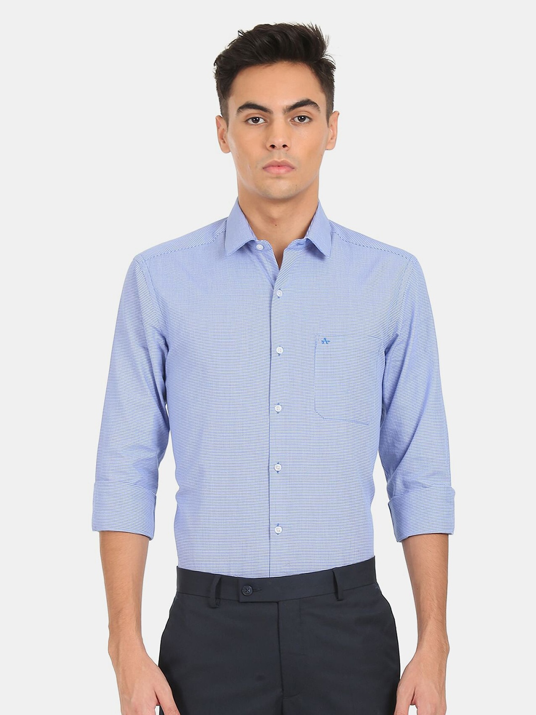 

Arrow Men Blue & White Checked Cotton Formal Shirt