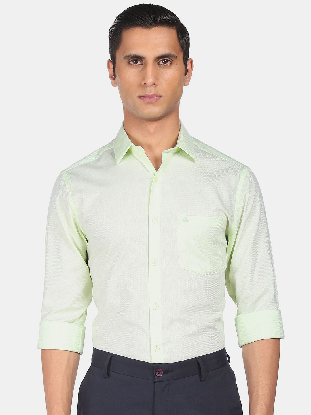 

Arrow Men Green Cotton Formal Shirt