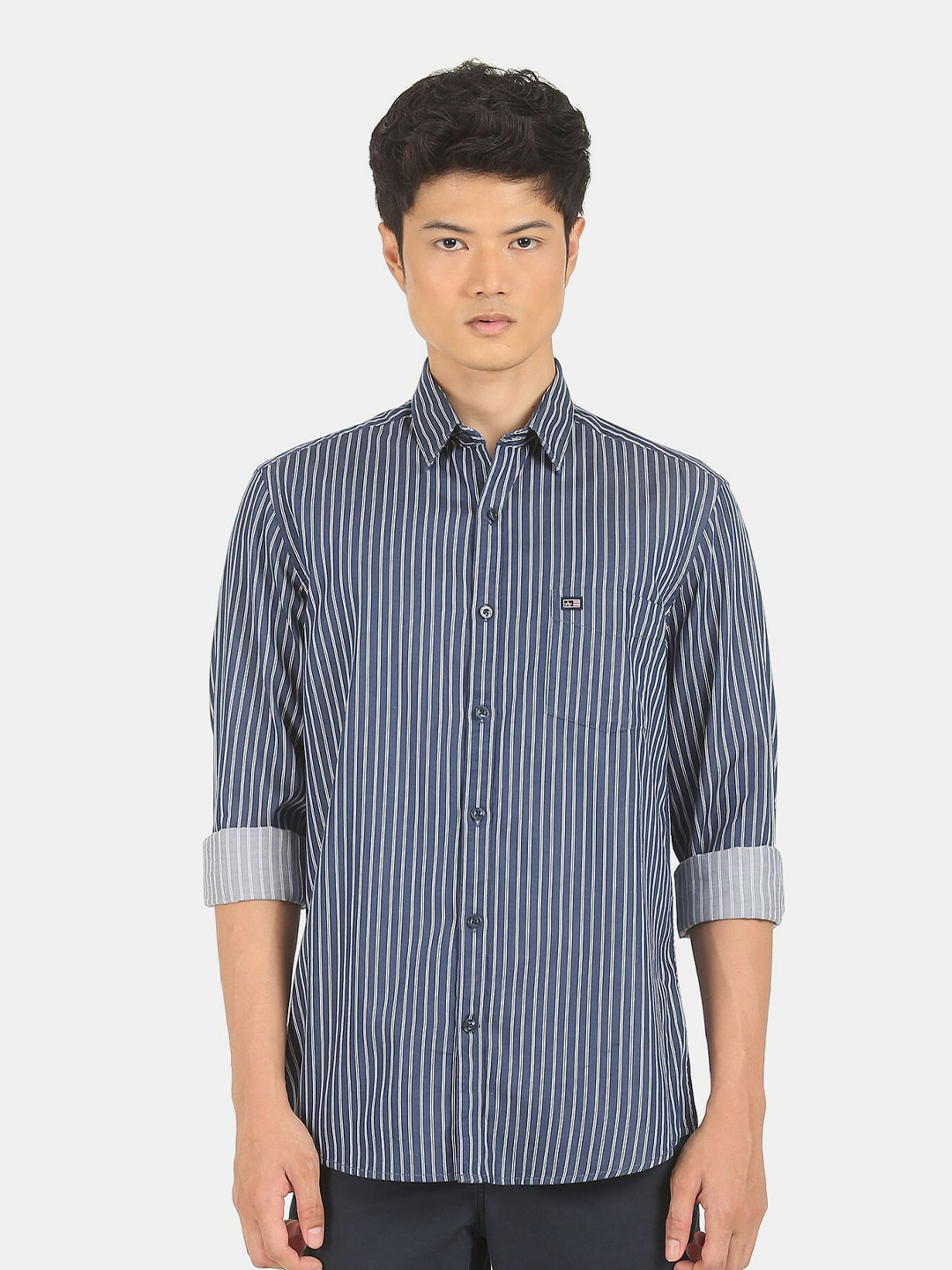 

Arrow Men Blue & White Striped Pure Cotton Casual Shirt