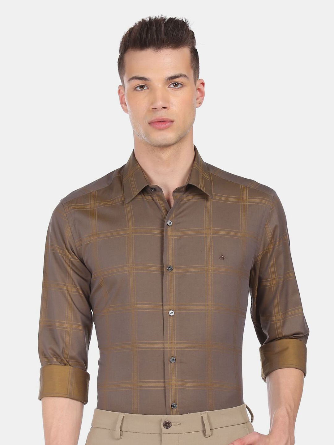 

Arrow Men Brown Slim Fit Checked Formal Shirt