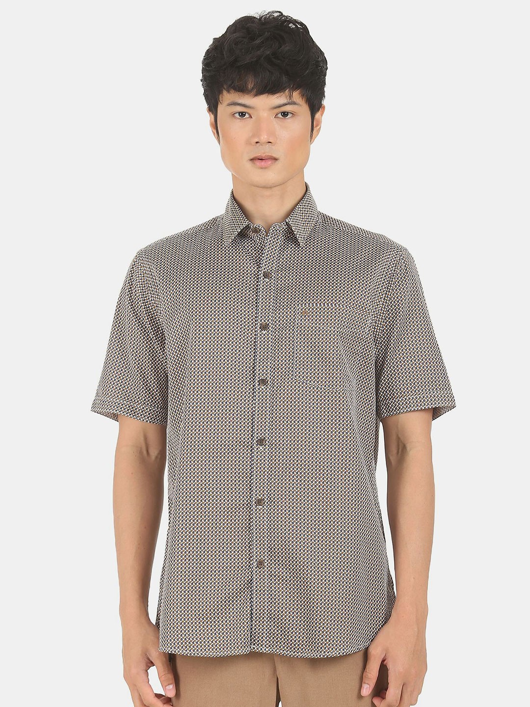 

Arrow Men Brown & White Printed Pure Cotton Casual Shirt