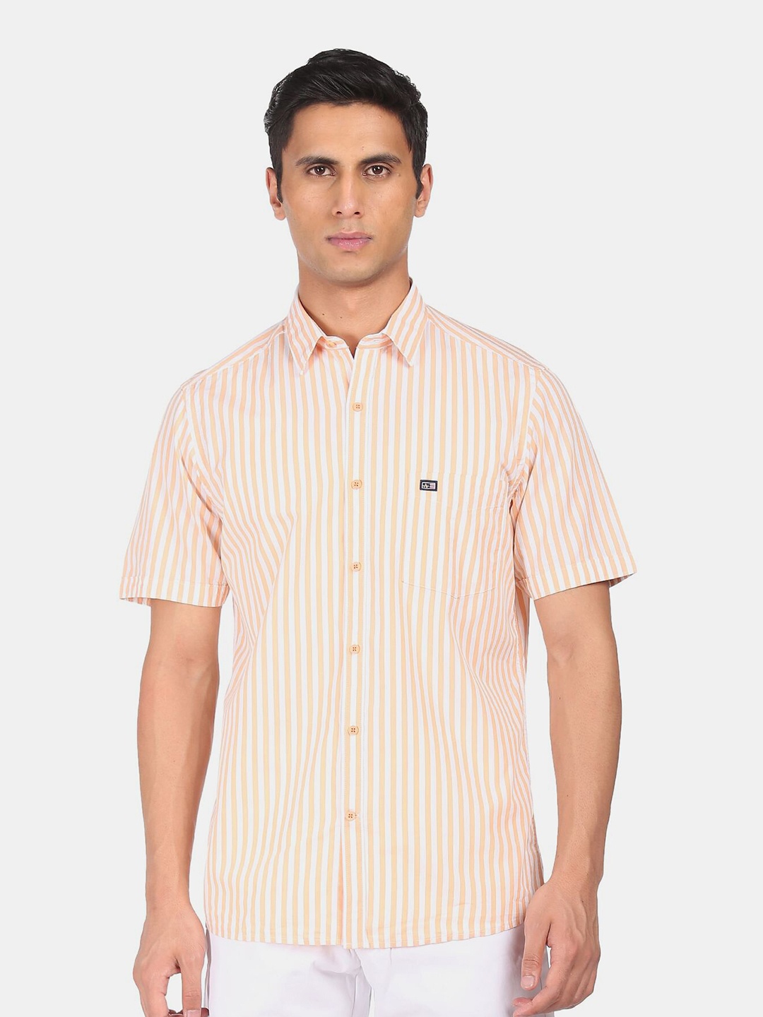 

Arrow Men Orange Striped Casual Shirt