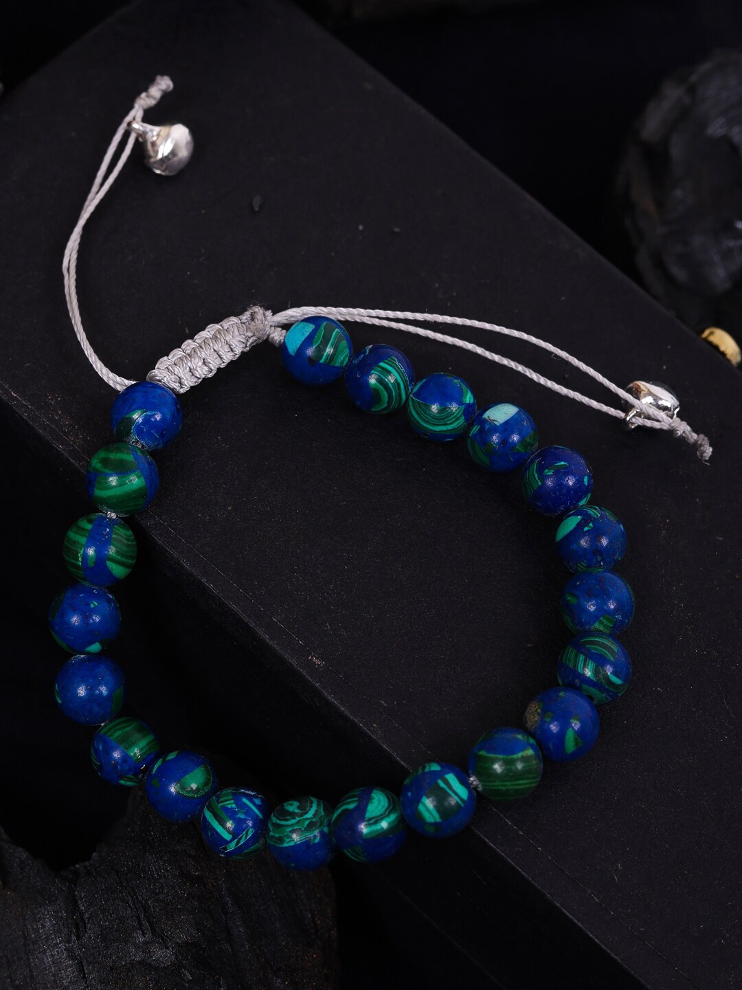 

DIVA WALK Women Blue & Grey Lapis Lazuli Handcrafted Silver-Plated Cuff Bracelet