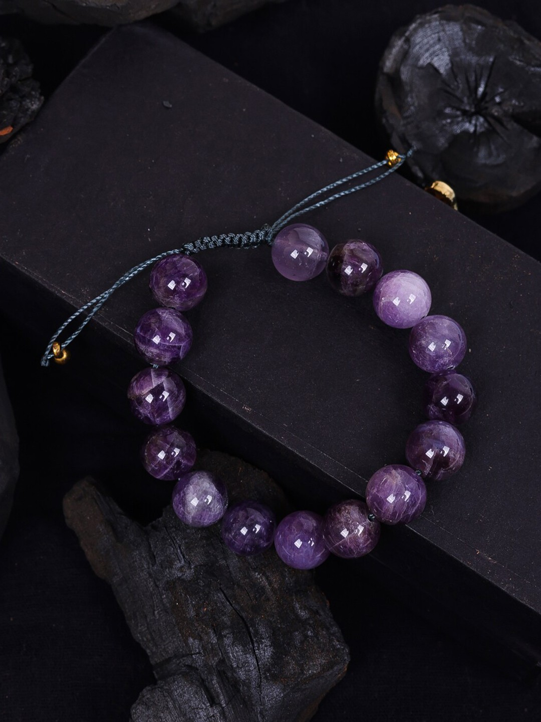 

DIVA WALK Women Black & Purple Agate Handcrafted Wraparound Bracelet