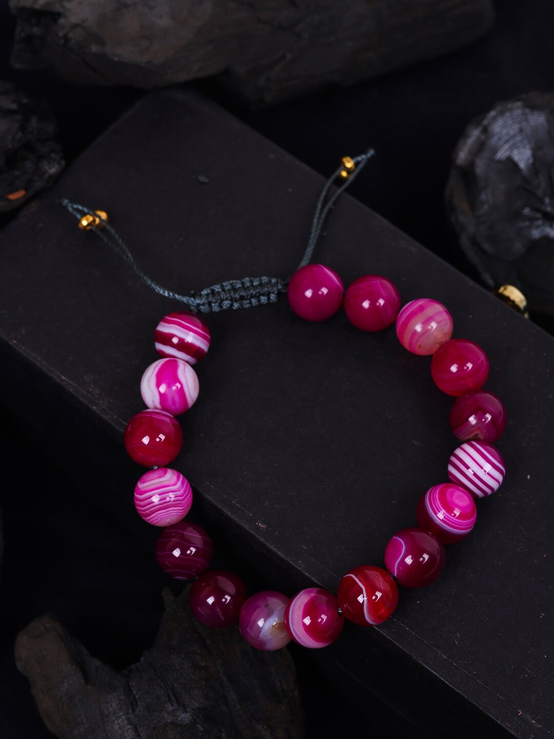 

DIVA WALK Women Pink Agate Gold-Plated Wraparound Bracelet