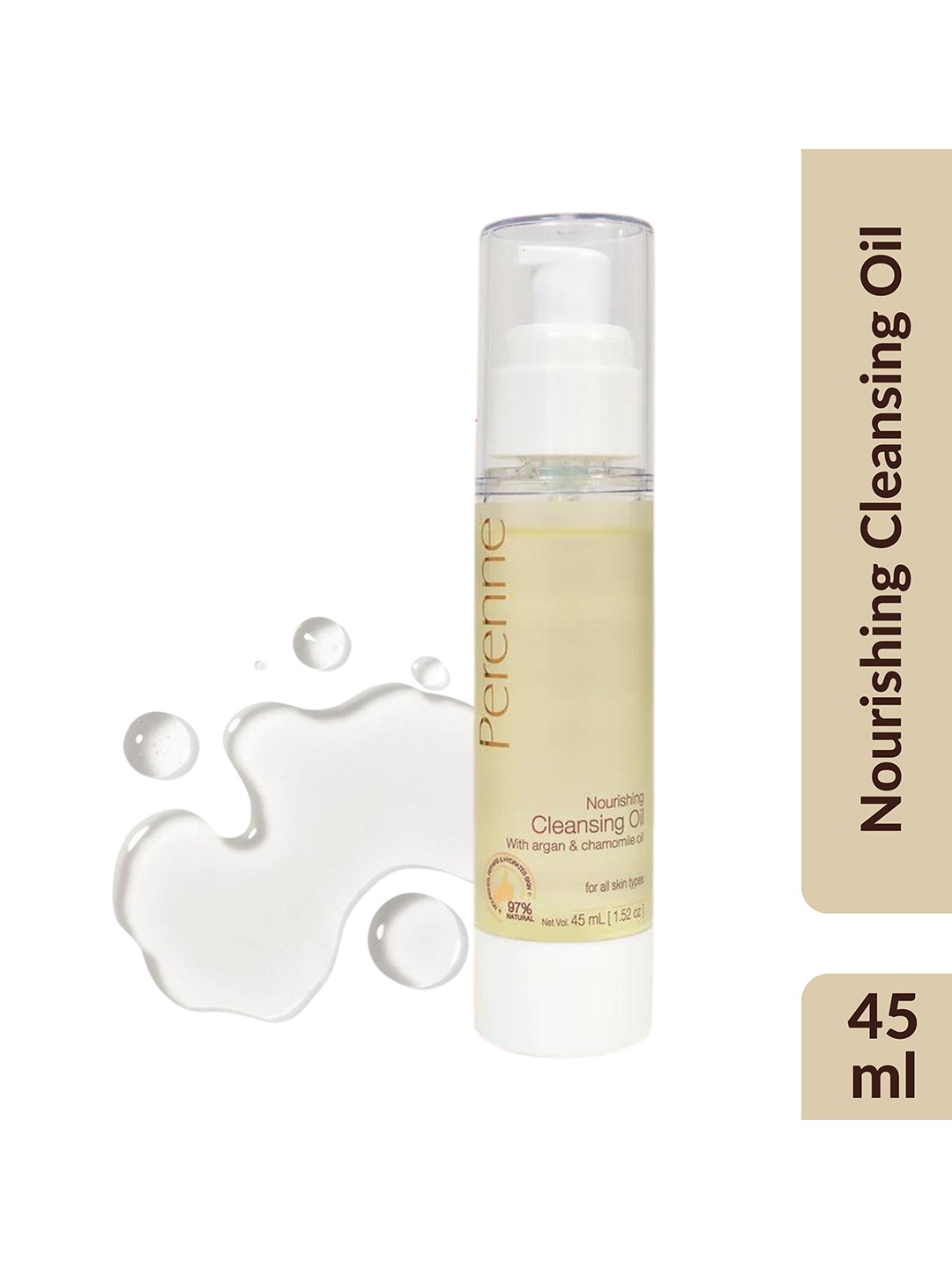 

Perenne Nourishing Cleansing Oil with Argan & Chamomile Oil - 45 ml, Transparent