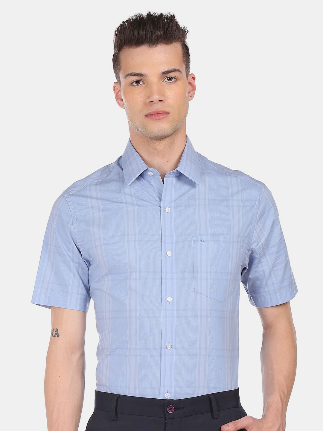 

Arrow New York Men Blue Slim Fit Checked Formal Shirt