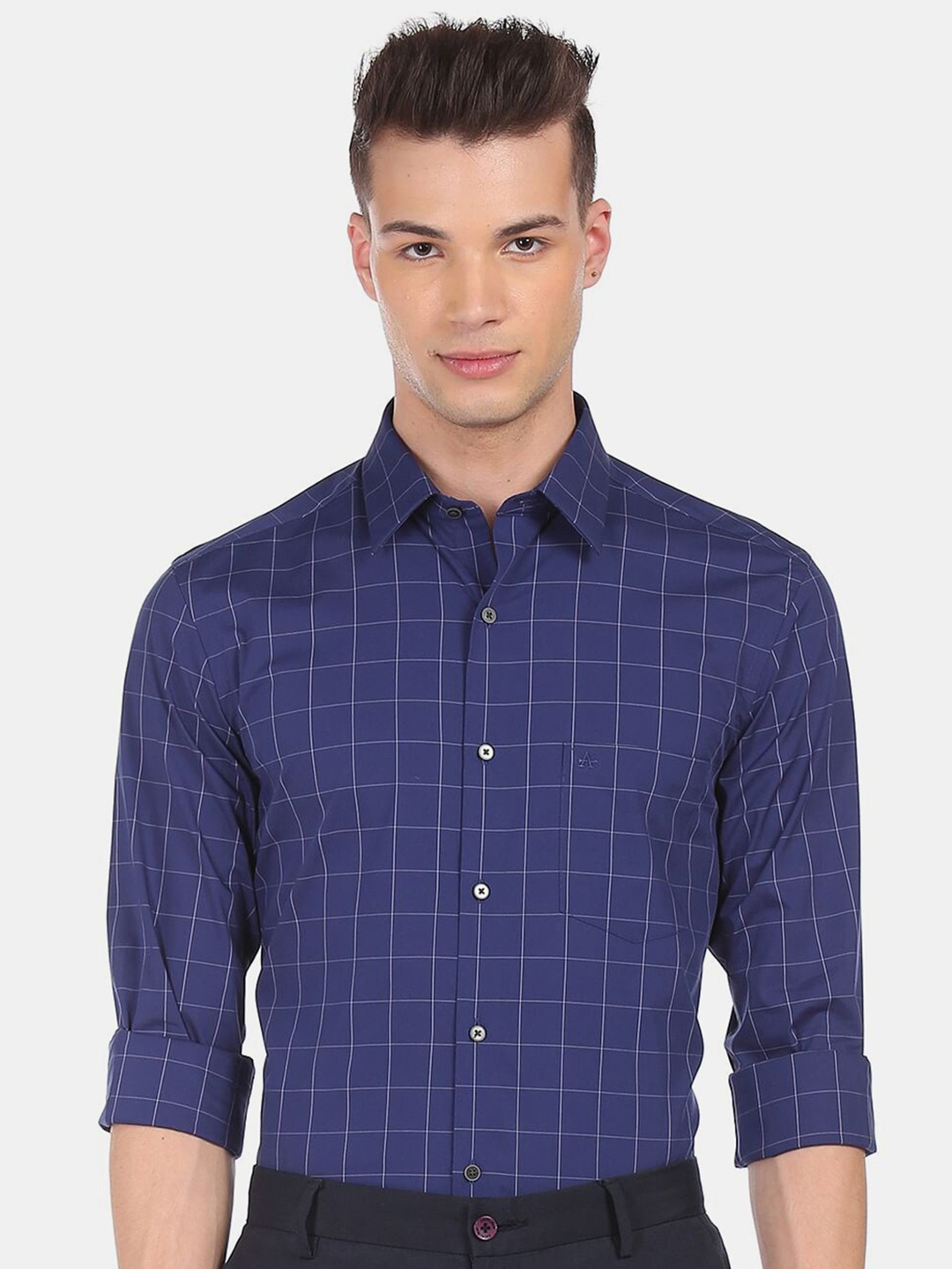

Arrow New York Men Blue Slim Fit Checked Cotton Formal Shirt