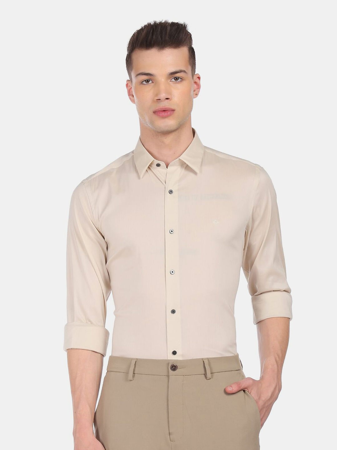 

Arrow New York Men Beige Ultra Slim Fit Formal Shirt