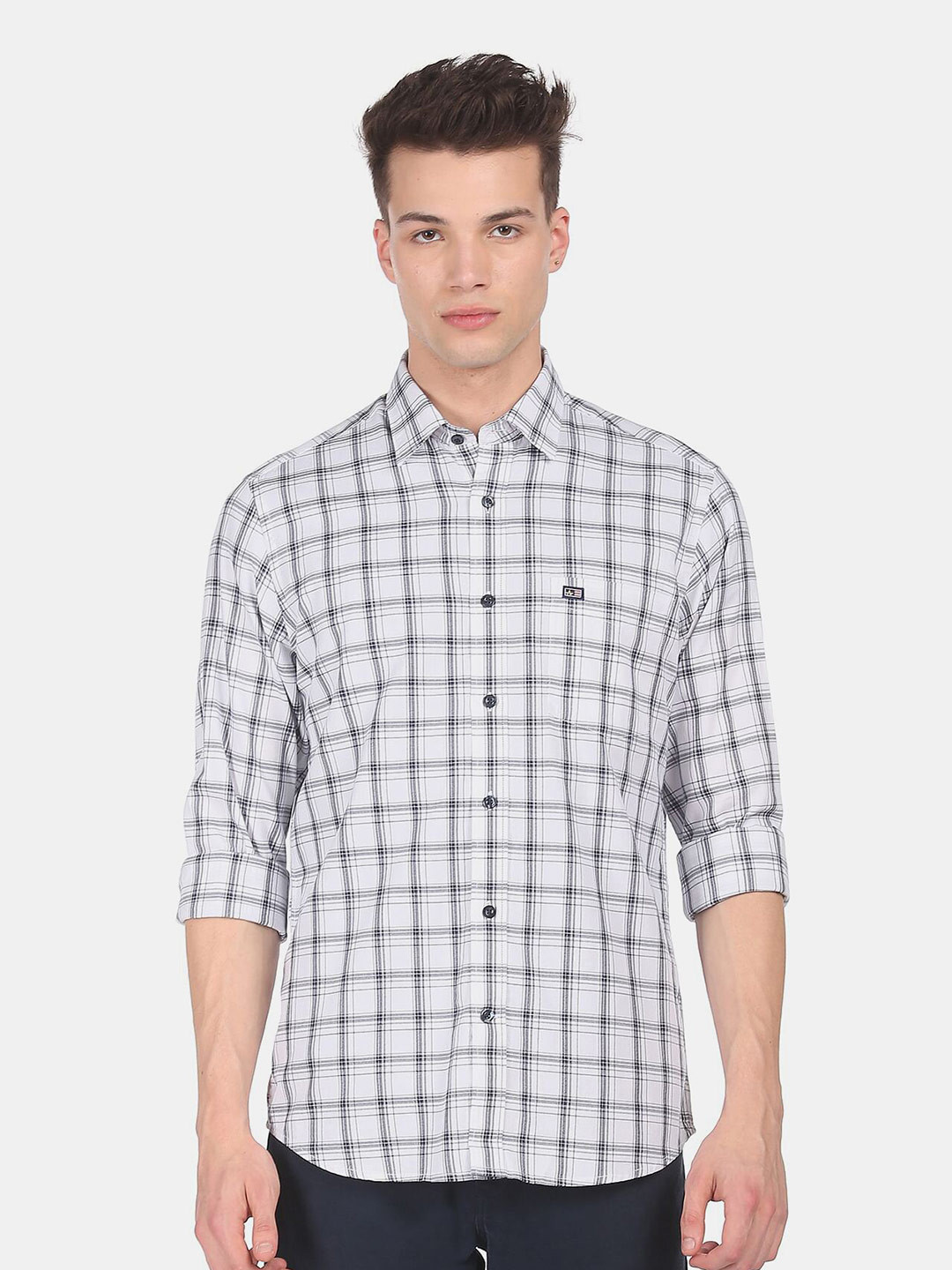 

Arrow Sport Men White Checked Casual Shirt