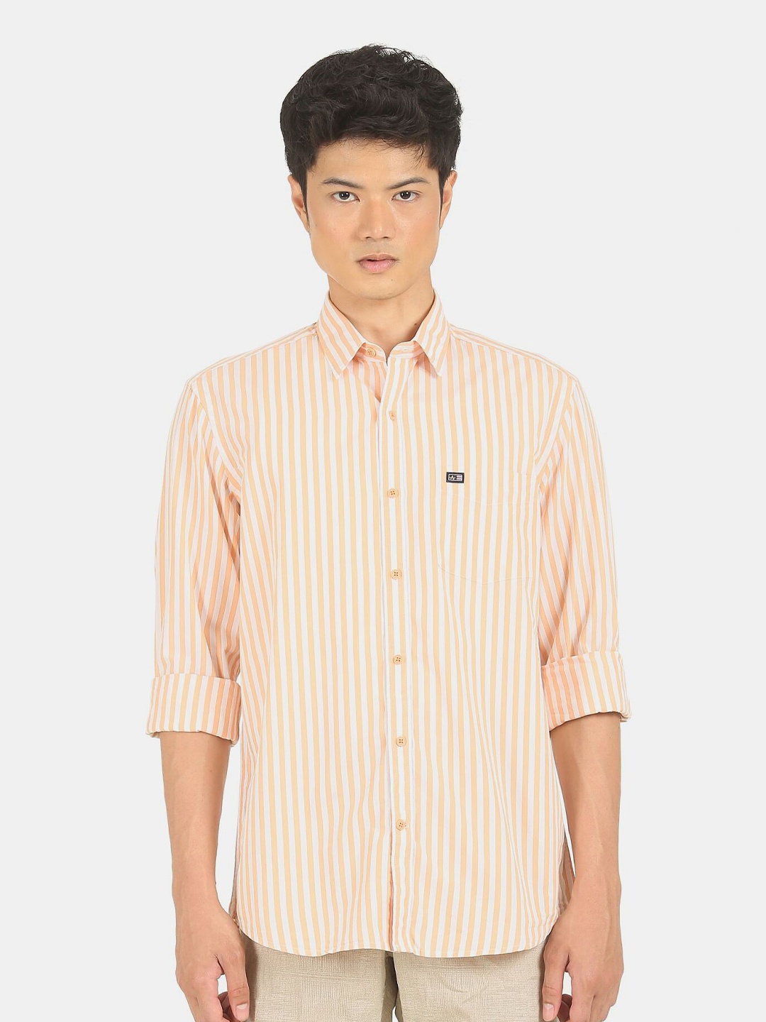 

Arrow Sport Men Orange & White Striped Casual Shirt