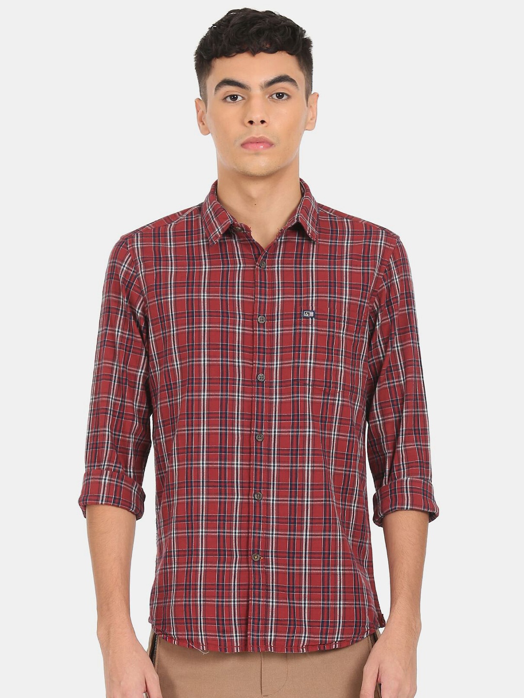 

Arrow Sport Men Red Tartan Checks Checked Casual Shirt