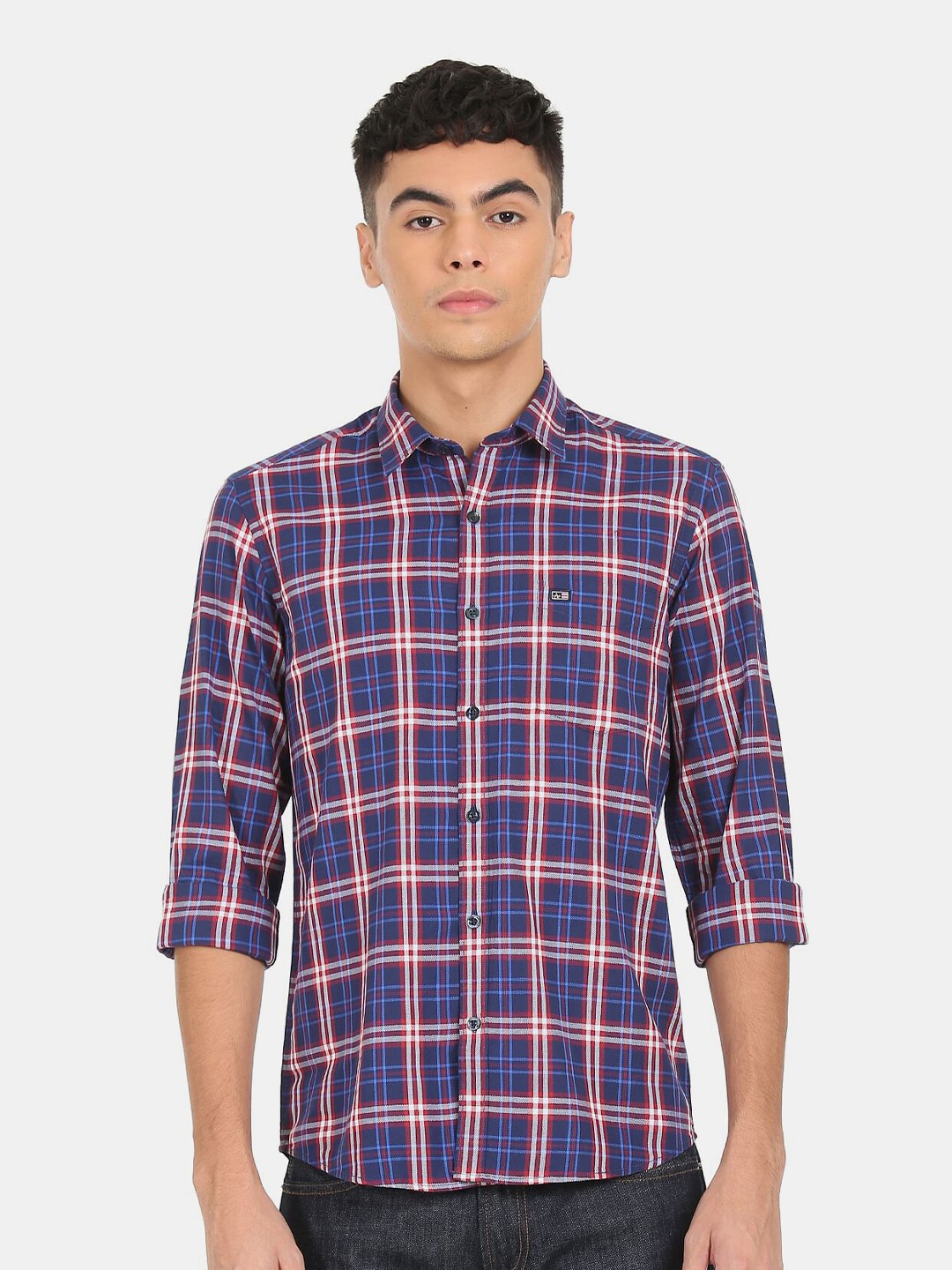 

Arrow Sport Men Blue & Red Tartan Checked Cotton Casual Shirt