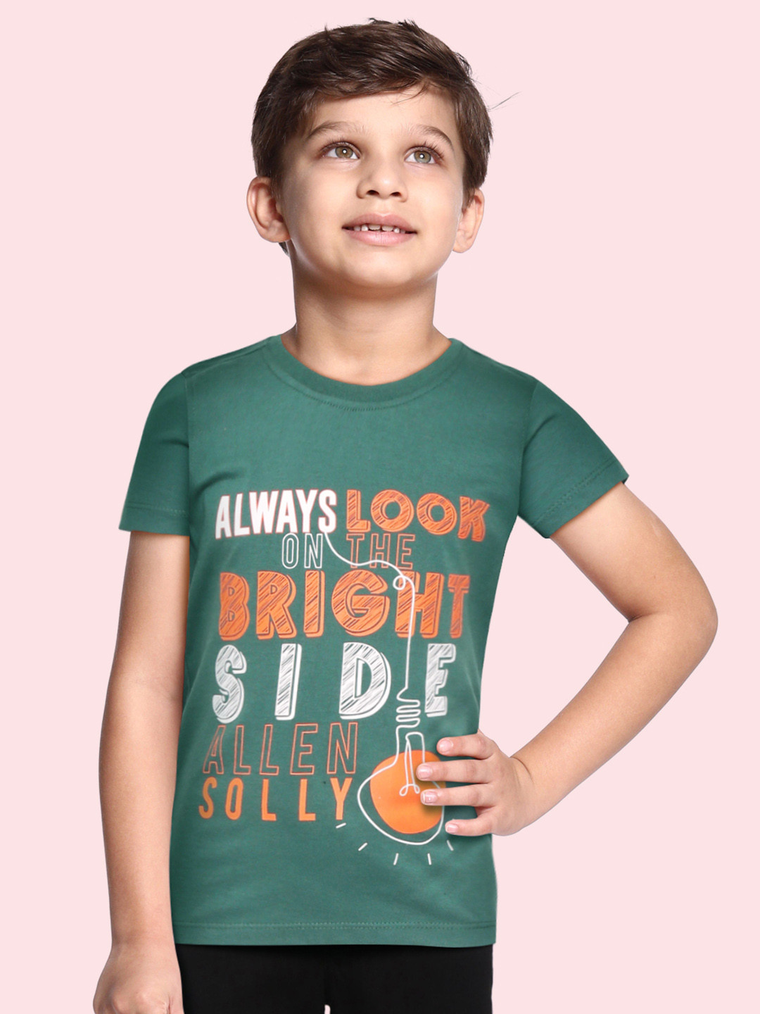

Allen Solly Junior Boys Green & Orange Typography Printed T-shirt