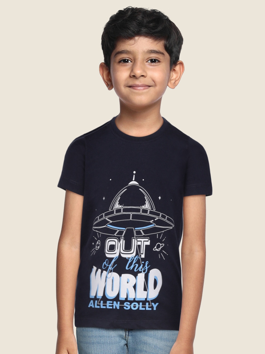 

Allen Solly Junior Boys Navy Blue Printed T-shirt