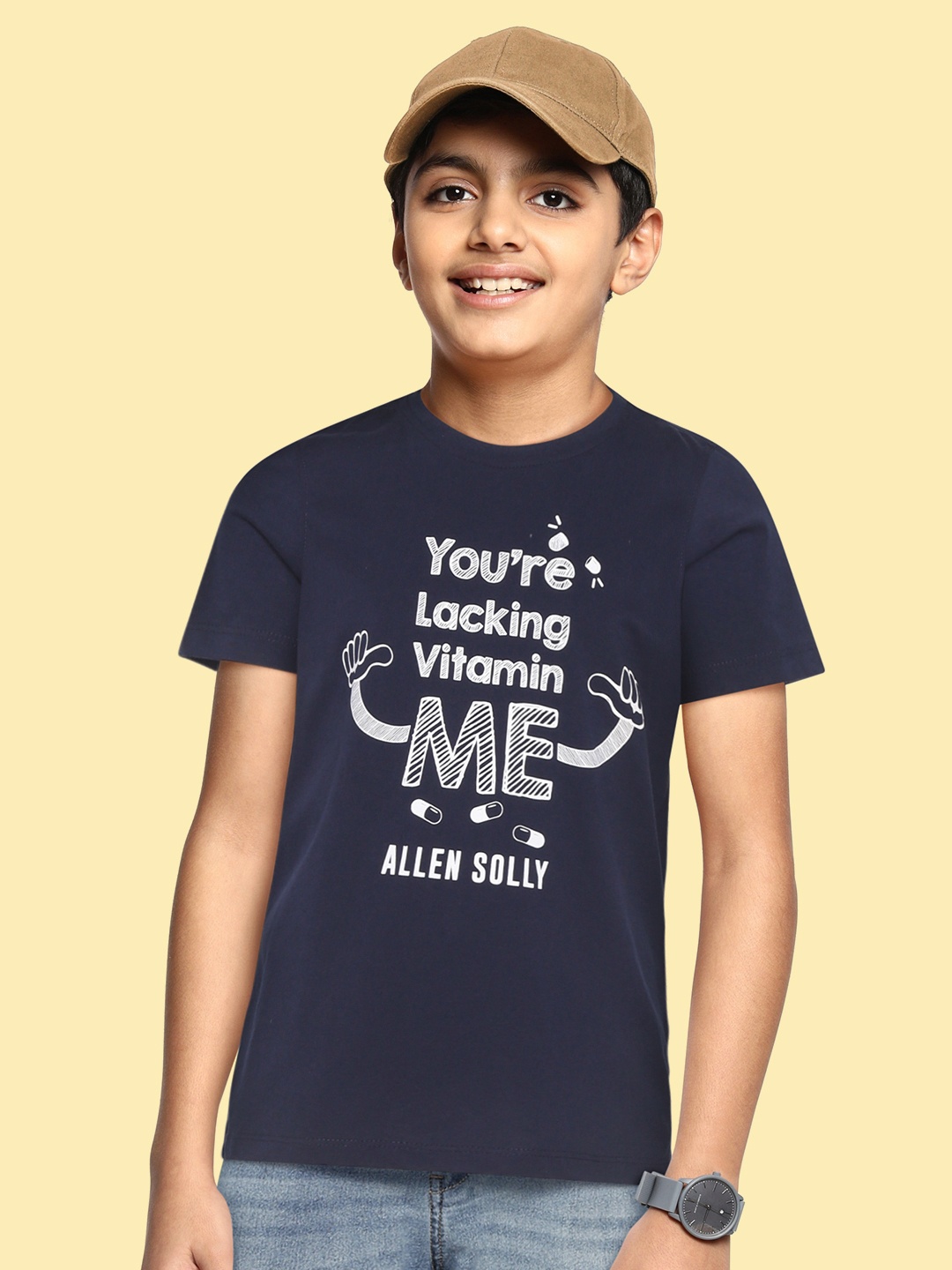 

Allen Solly Junior Boys Navy Blue & White Typography Printed T-shirt