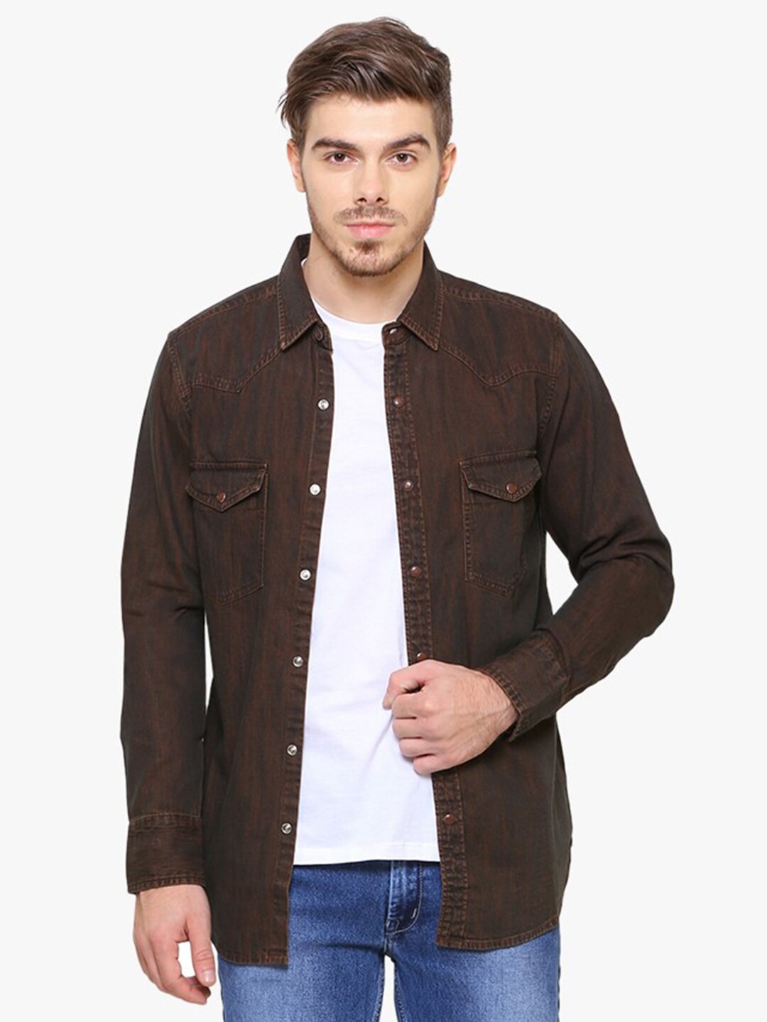 

Southbay Men Brown Smart Slim Fit Casual Shirt