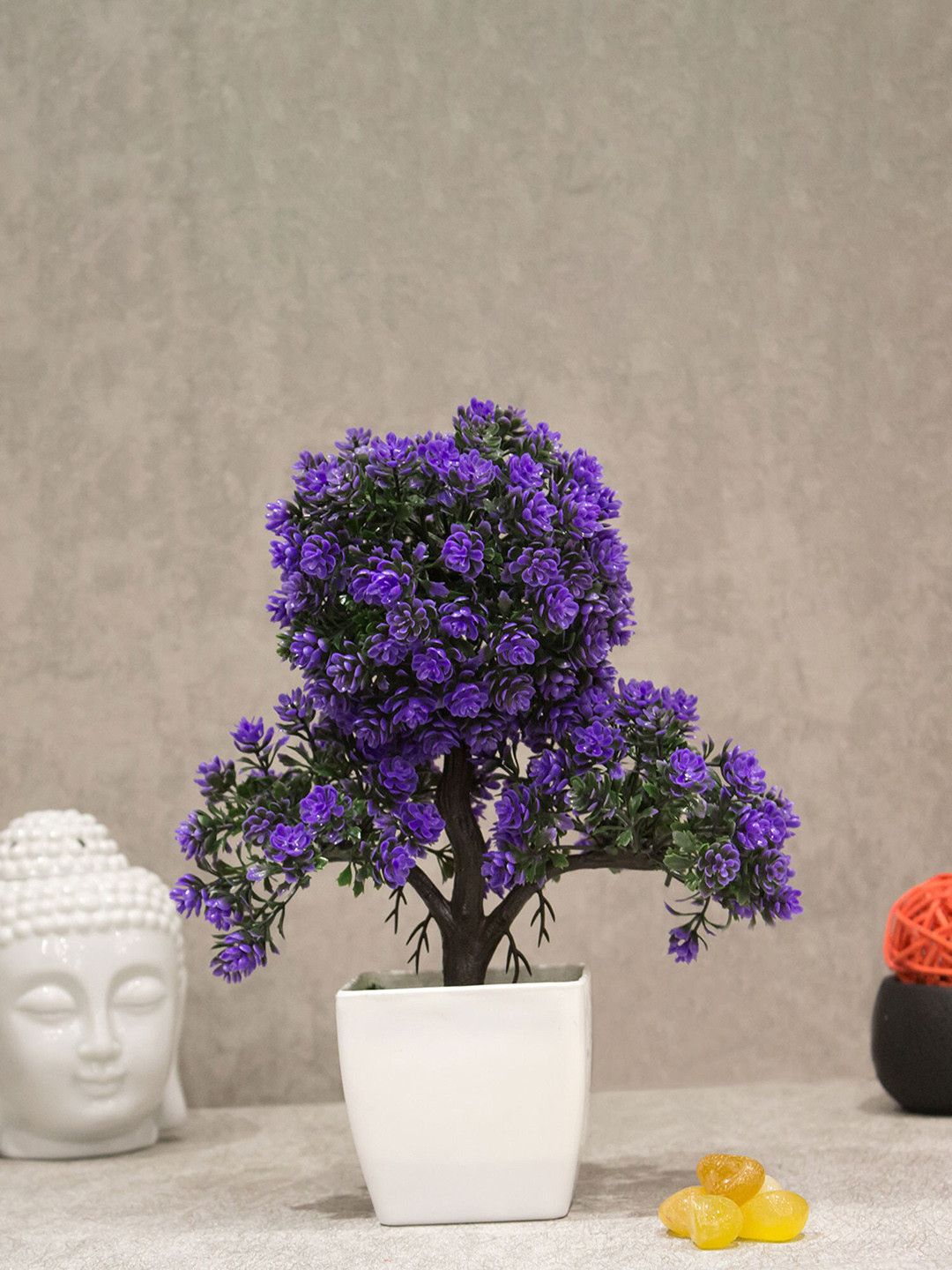 

AMFLIX Purple Artificial Bonsai Flowers & Plants With Pot