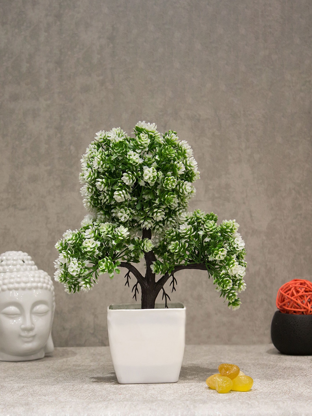 

AMFLIX White Artificial Bonsai Plant With Pot