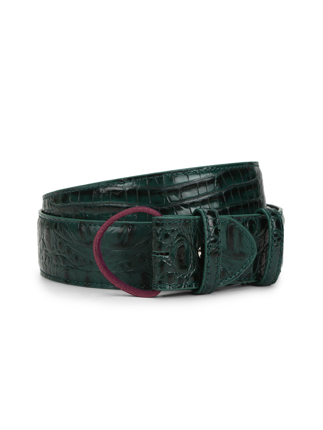 

ELLIOT RHODES Men Textured Reversible Leather Belt, Green