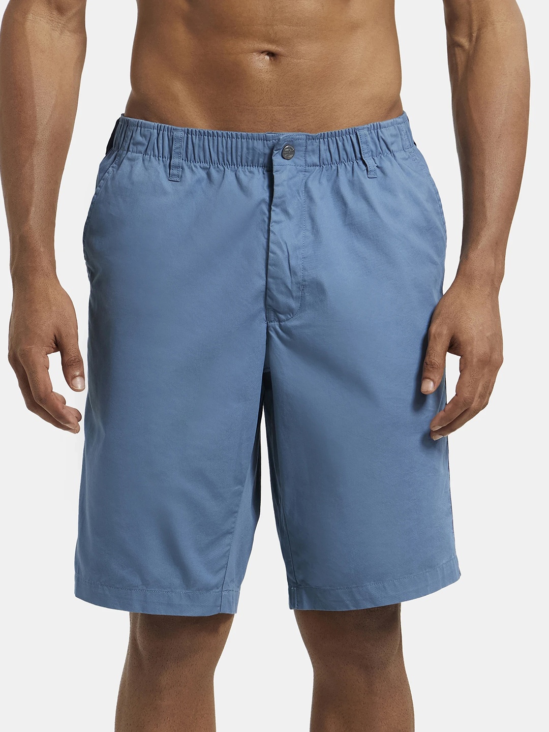 

Jockey Combed Mercerised Cotton Woven Straight Fit Shorts with Side Pockets-1203, Blue