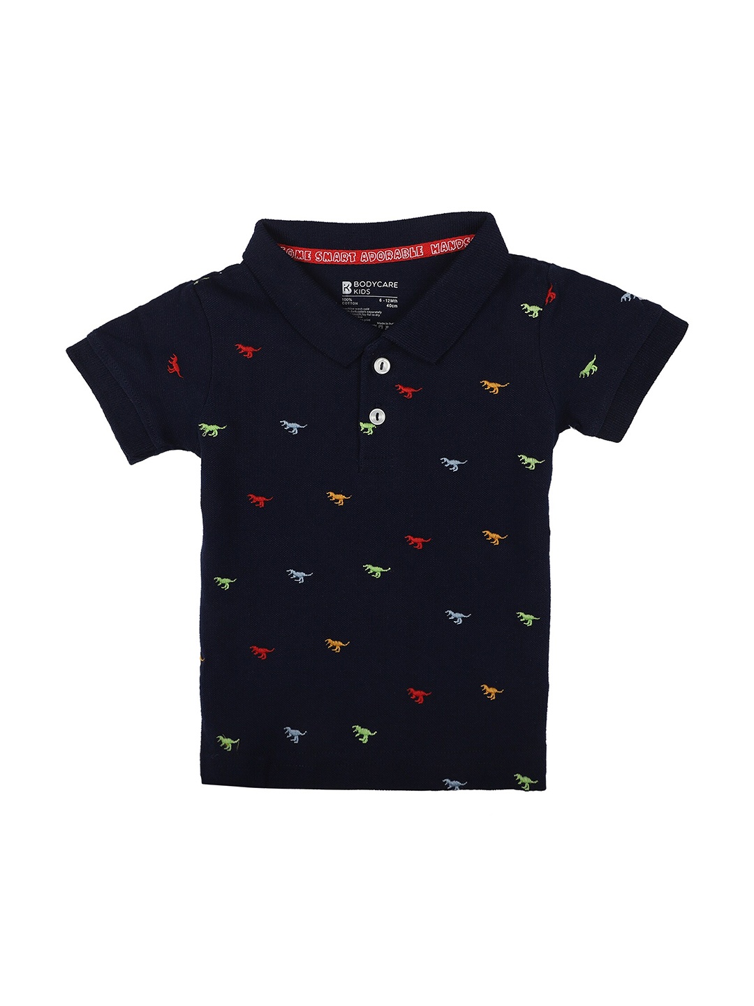 

Bodycare Kids Boys Navy Blue Printed Polo Collar T-shirt