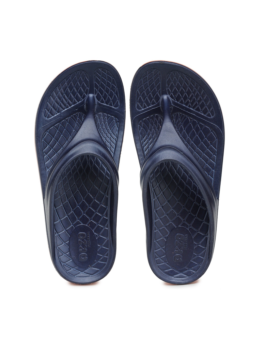 

ABROS Women Navy Blue & Peach Solid Thong Flip Flops