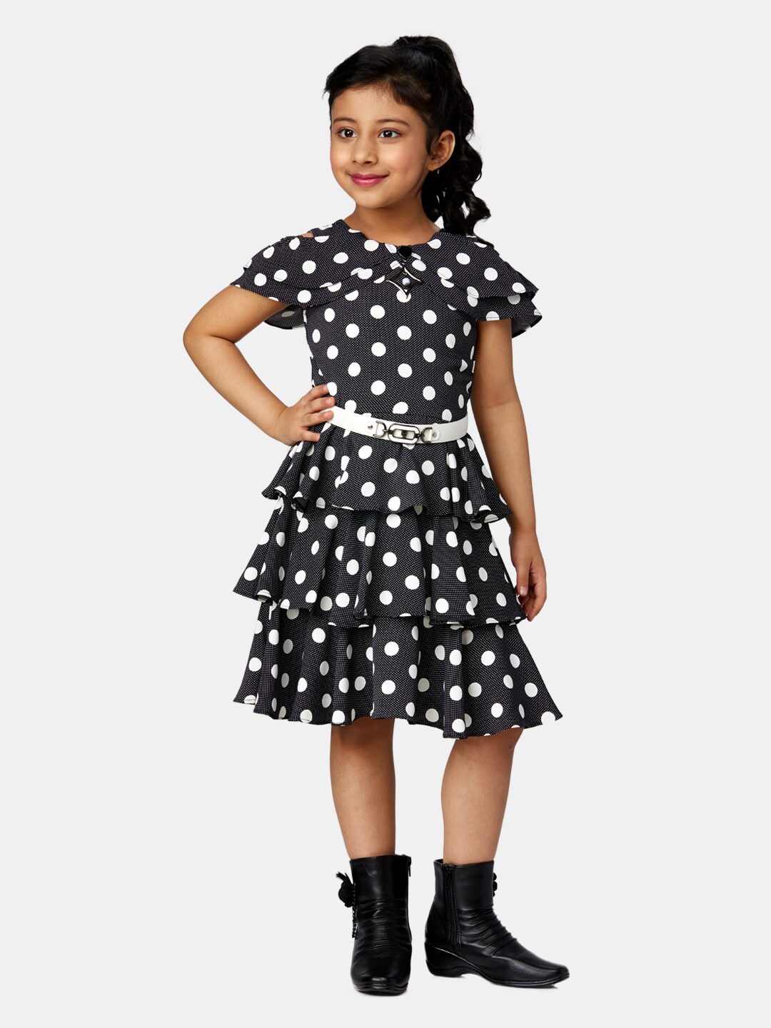 

Peppermint Black & White Printed Polka Dots Dress