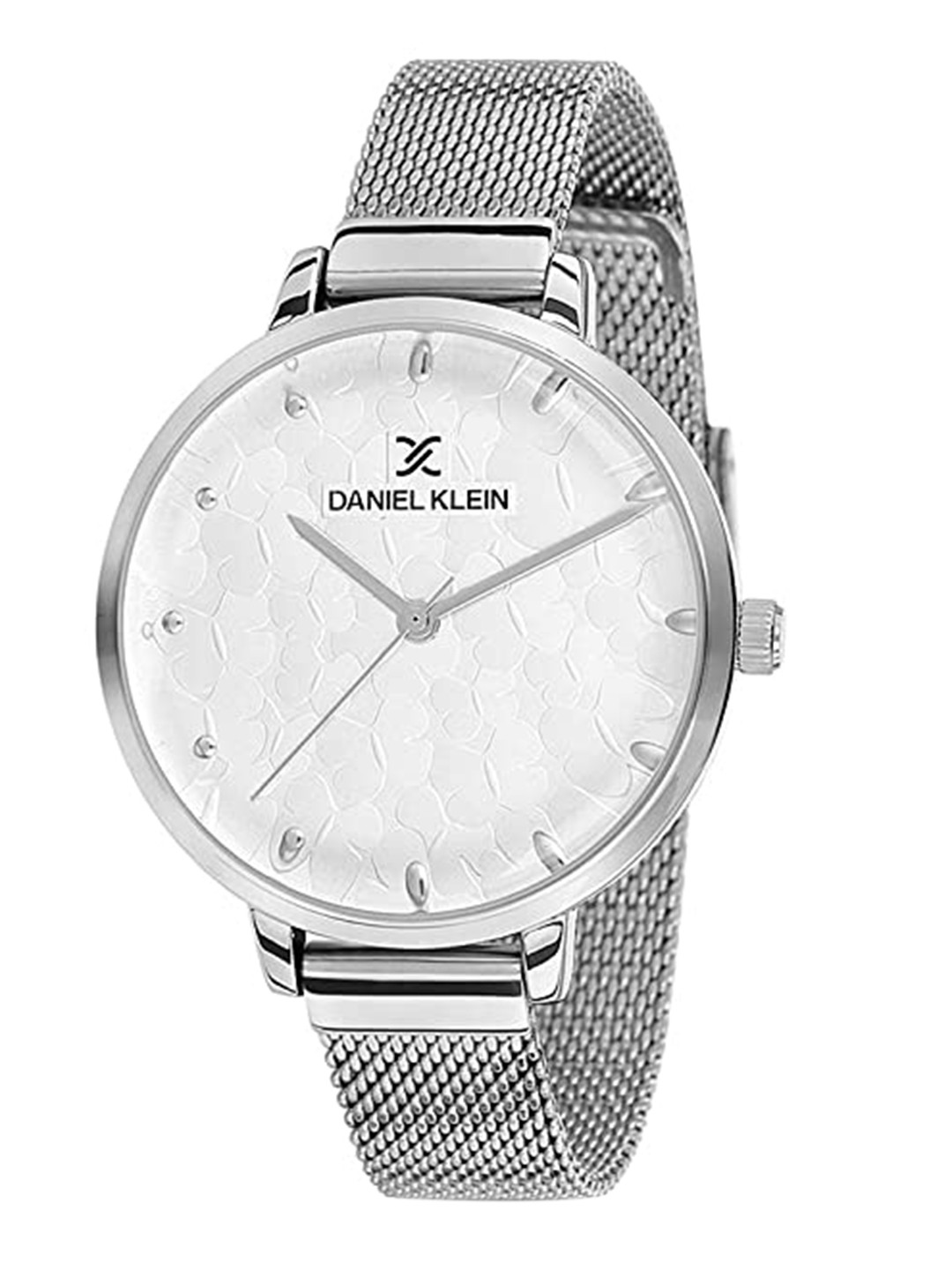 

Daniel Klein Women Silver-Toned Embellished Dial & Silver Toned Bracelet Style Straps Analogue Watch