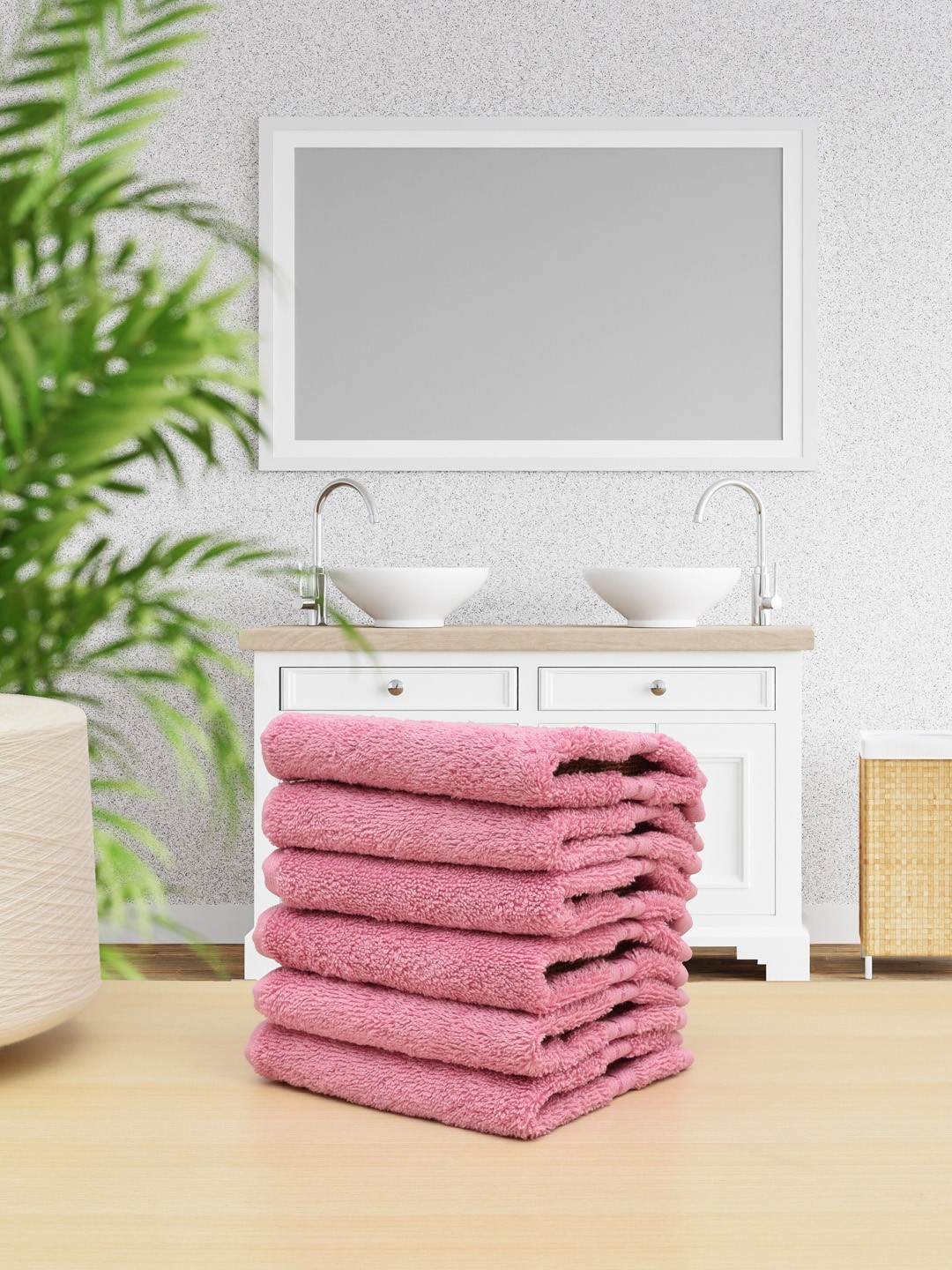 

RANGOLI Set Of 6 Purple Solid Pure Cotton 650 GSM Towel Set