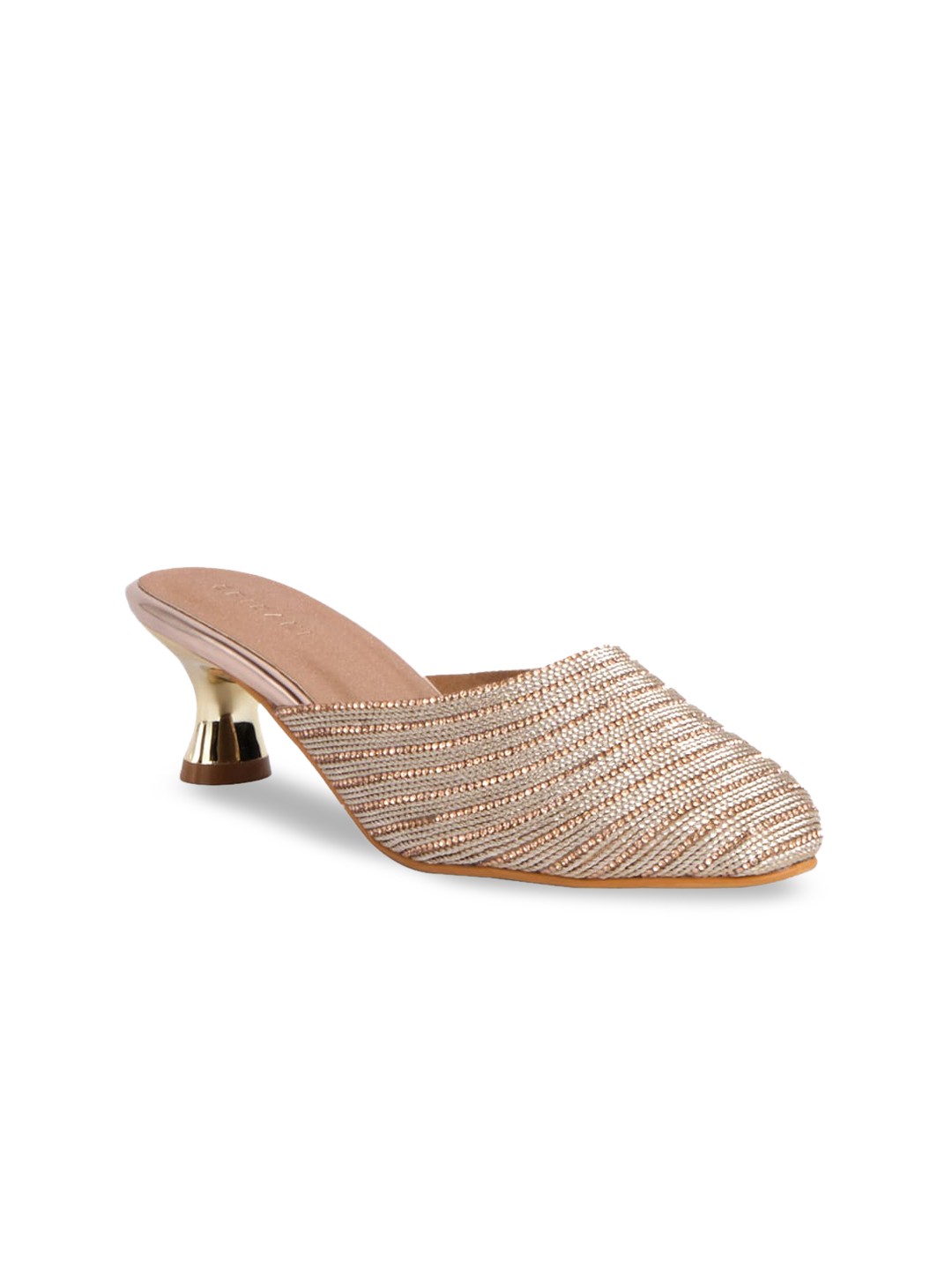 

ERIDANI Rose Gold Embellished Block Heel Mules