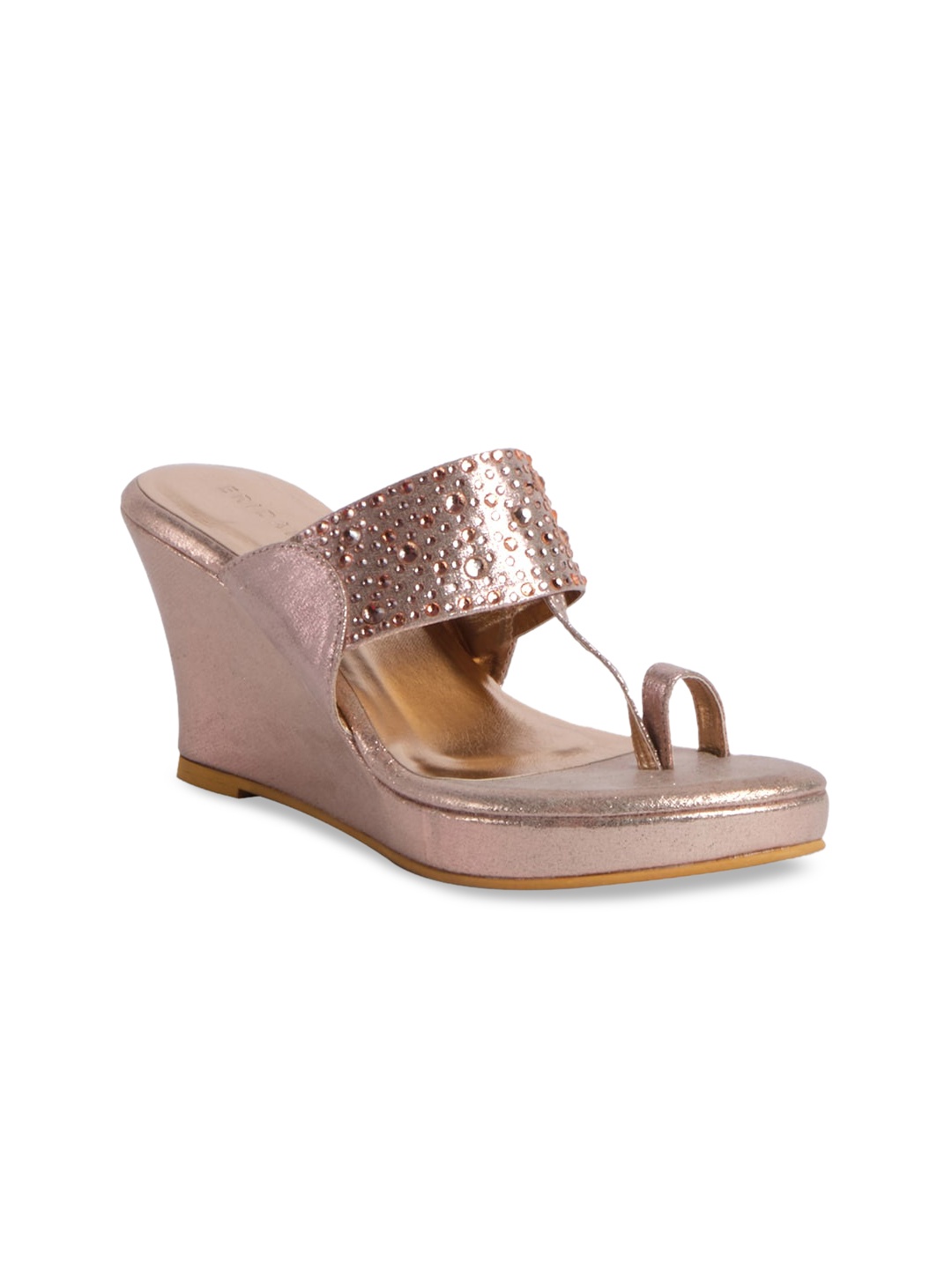 

ERIDANI Rose Gold Embellished Wedge Sandals
