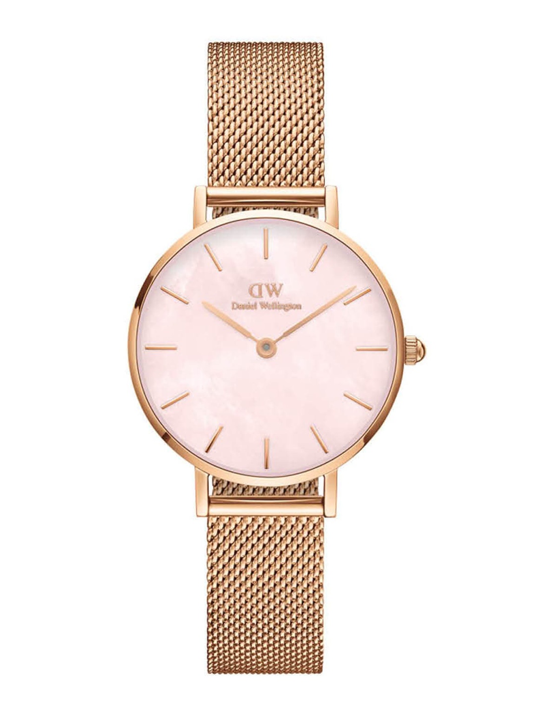 

Daniel Wellington Women Petite Melrose 28mm Pink Dial Round Analogue Watch- DW00100513, Rose gold