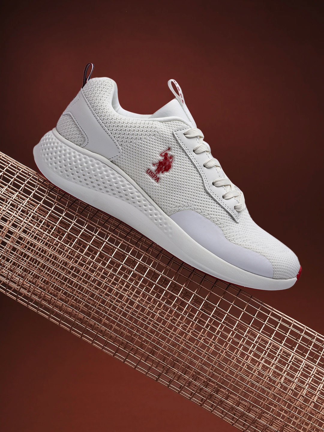 

U.S. Polo Assn. Men White Textile Walking Shoes