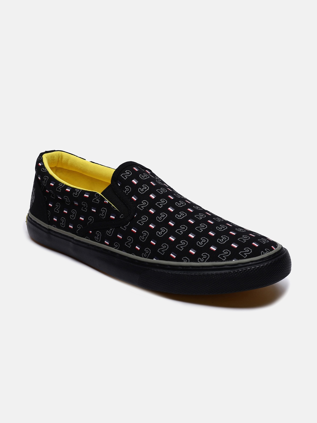 

U S Polo Assn Men Black Printed Slip-On Sneakers
